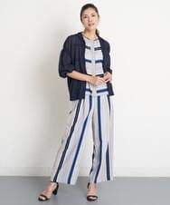 PHBGS27290 GEORGES RECH(小さいサイズ)(メゾン ドゥ サンク) [セットアップ対応]MANTECOボーダー柄ノースリーブブラウス ブルー系