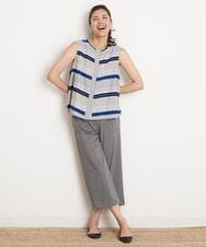 PHBGS27290 GEORGES RECH(小さいサイズ)(メゾン ドゥ サンク) [セットアップ対応]MANTECOボーダー柄ノースリーブブラウス ブルー系