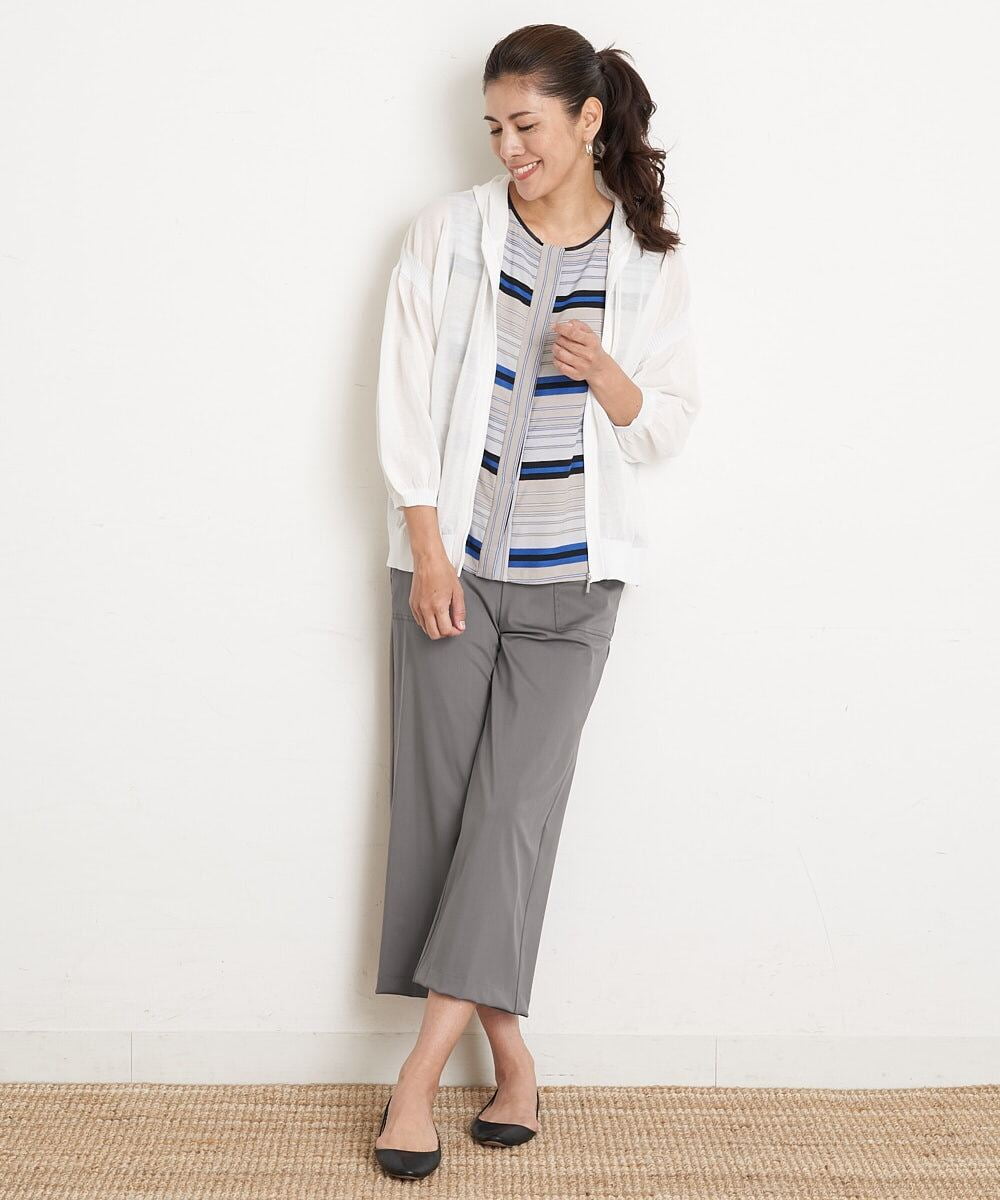 PHBGS27290 GEORGES RECH(小さいサイズ)(メゾン ドゥ サンク) [セットアップ対応]MANTECOボーダー柄ノースリーブブラウス ブルー系