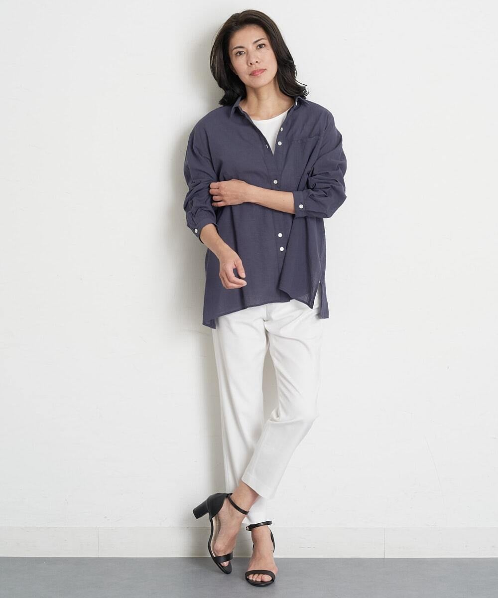 PHBGT48270 GEORGES RECH(小さいサイズ)(メゾン ドゥ サンク) ヘムラインカラーシャツ ネイビー
