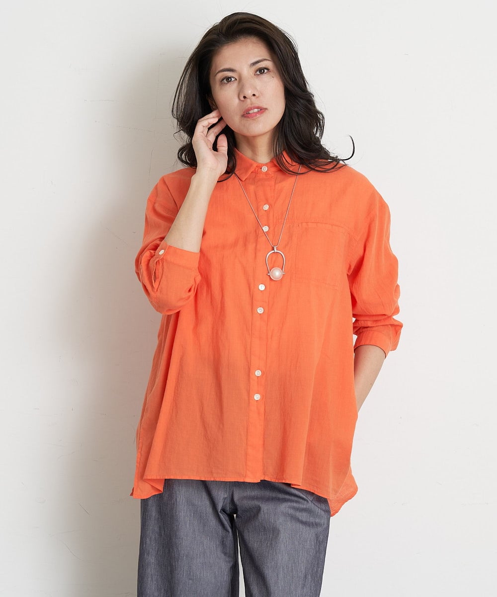PHBGT48270 GEORGES RECH(小さいサイズ)(メゾン ドゥ サンク) ヘムラインカラーシャツ ネイビー
