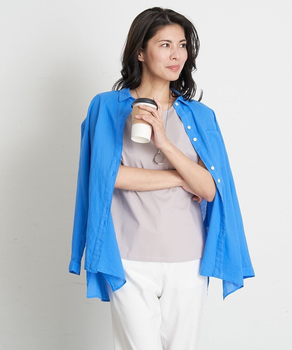 PHBGT48270 GEORGES RECH(小さいサイズ)(メゾン ドゥ サンク) ヘムラインカラーシャツ ネイビー
