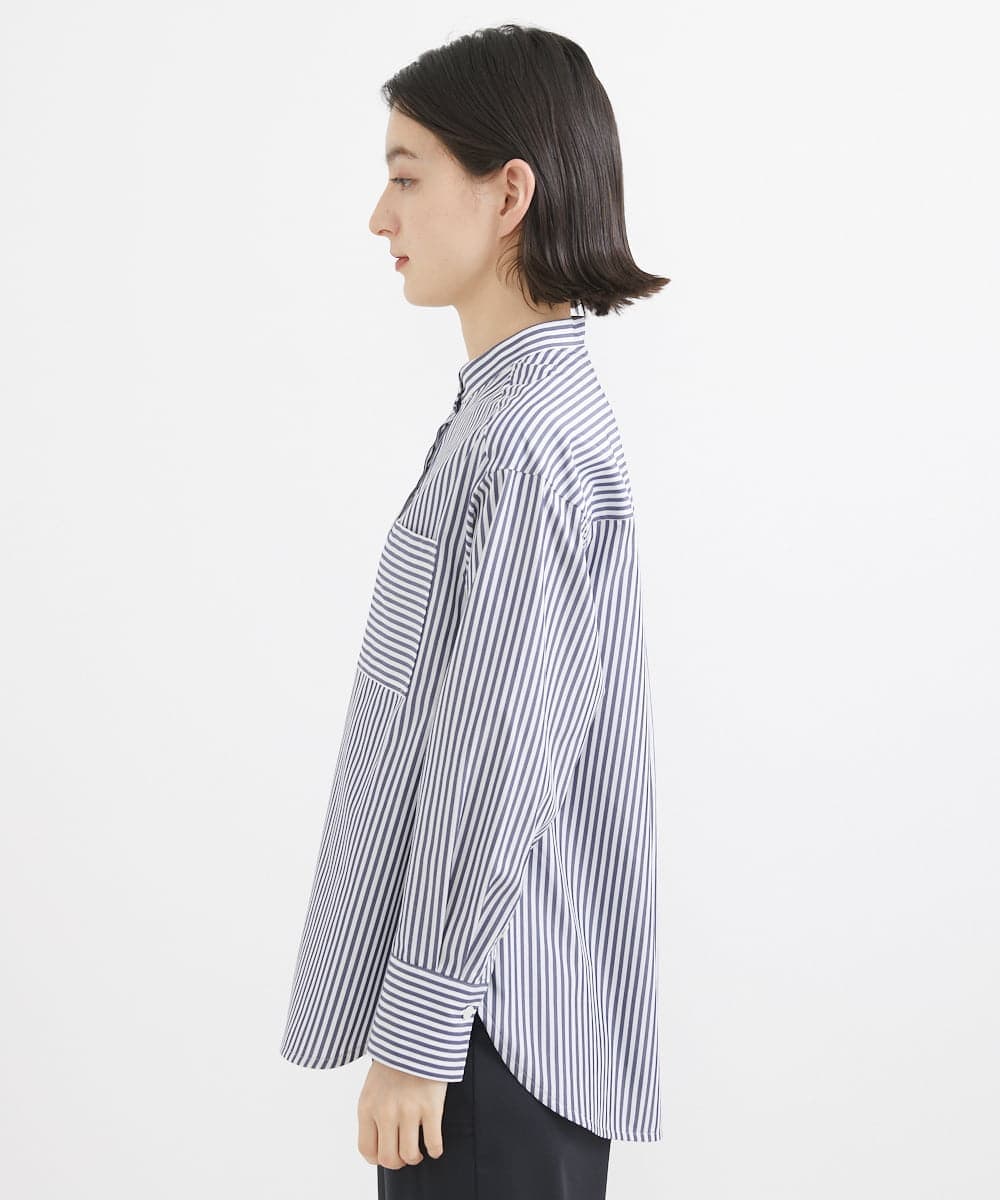 PHBGW30250 GEORGES RECH(小さいサイズ)(メゾン ドゥ サンク) オーセンティックストライプシャツ ネイビー