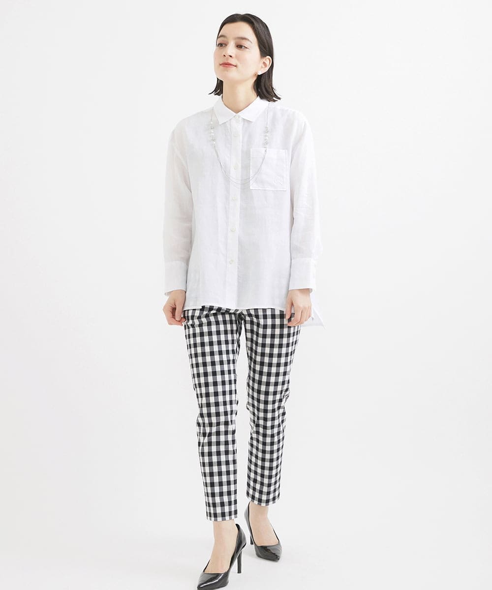 PHBGW48290 GEORGES RECH(小さいサイズ)(メゾン ドゥ サンク) ロゴ入りベーシックリネンシャツ ピンク