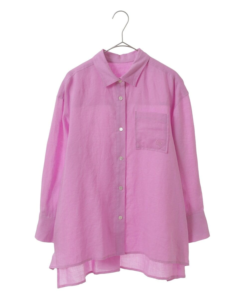 PHBGW48290 GEORGES RECH(小さいサイズ)(メゾン ドゥ サンク) ロゴ入りベーシックリネンシャツ ピンク