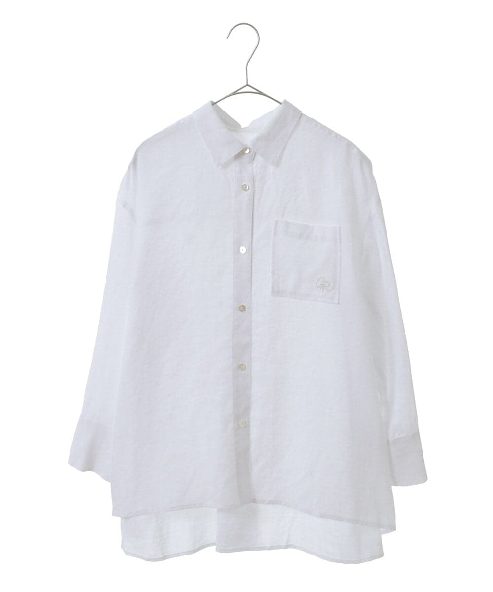 PHBGW48290 GEORGES RECH(小さいサイズ)(メゾン ドゥ サンク) ロゴ入りベーシックリネンシャツ ピンク