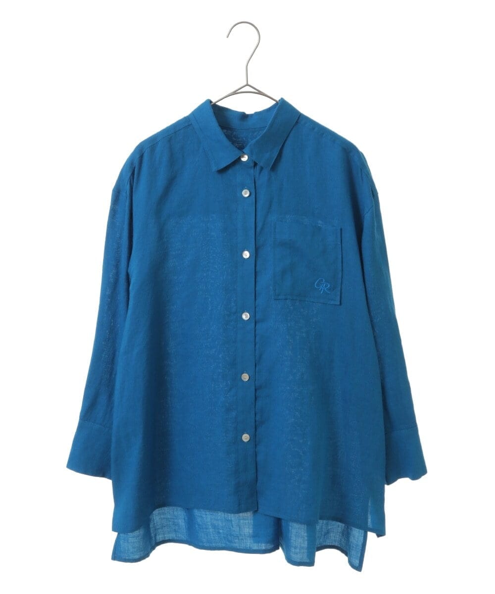 PHBGW48290 GEORGES RECH(小さいサイズ)(メゾン ドゥ サンク) ロゴ入りベーシックリネンシャツ ピンク