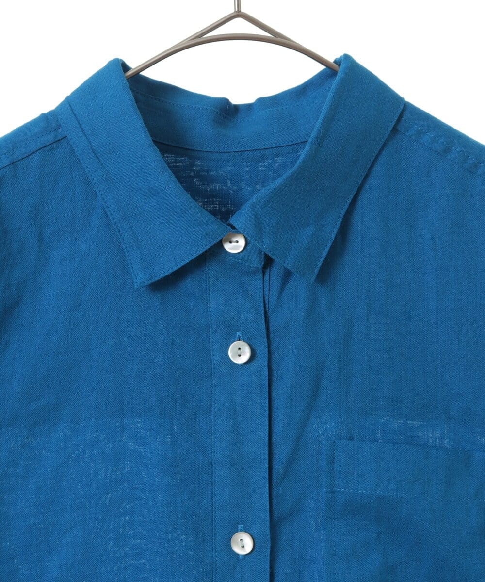 PHBGW48290 GEORGES RECH(小さいサイズ)(メゾン ドゥ サンク) ロゴ入りベーシックリネンシャツ ピンク