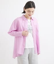 PHBGW48290 GEORGES RECH(小さいサイズ)(メゾン ドゥ サンク) ロゴ入りベーシックリネンシャツ ピンク