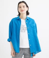 PHBGW48290 GEORGES RECH(小さいサイズ)(メゾン ドゥ サンク) ロゴ入りベーシックリネンシャツ ピンク