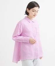 PHBGW48290 GEORGES RECH(小さいサイズ)(メゾン ドゥ サンク) ロゴ入りベーシックリネンシャツ ピンク