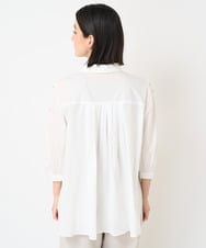 PHBGX34270 GEORGES RECH(小さいサイズ)(メゾン ドゥ サンク) ハンドスモッキング7分袖ブラウス ホワイト
