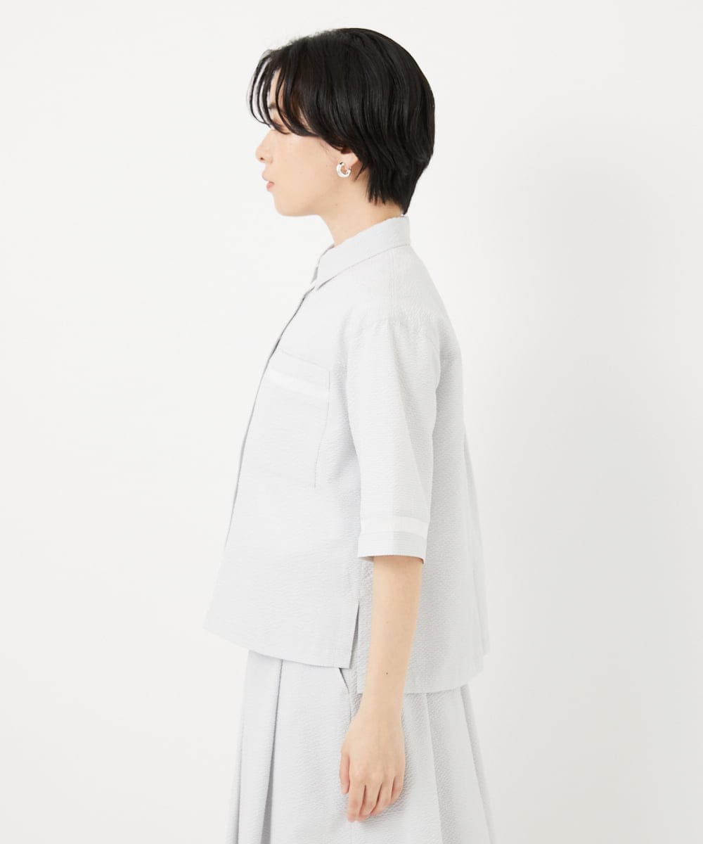 PHBHA55360 GEORGES RECH(小さいサイズ)(メゾン ドゥ サンク) [接触冷感/吸汗速乾]サッカーシャツブラウス ライトグレー