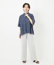 PHBHA57360 GEORGES RECH(小さいサイズ)(メゾン ドゥ サンク) ジオメトリックドルマンスリーブブラウス ネイビー