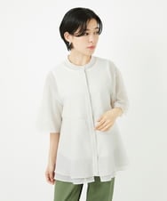 PHBHA63290 GEORGES RECH(小さいサイズ)(メゾン ドゥ サンク)  [日本製]シアーティアードバンドカラーブラウス アイボリー