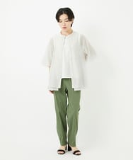 PHBHA63290 GEORGES RECH(小さいサイズ)(メゾン ドゥ サンク)  [日本製]シアーティアードバンドカラーブラウス アイボリー