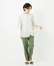 PHBHA63290 GEORGES RECH(小さいサイズ)(メゾン ドゥ サンク)  [日本製]シアーティアードバンドカラーブラウス アイボリー