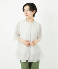 PHBHA63290 GEORGES RECH(小さいサイズ)(メゾン ドゥ サンク)  [日本製]シアーティアードバンドカラーブラウス アイボリー