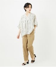 PHBHA68250 GEORGES RECH(小さいサイズ)(メゾン ドゥ サンク) ランダムストライプフレアスリーブブラウス グリーン