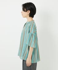 PHBHA68250 GEORGES RECH(小さいサイズ)(メゾン ドゥ サンク) ランダムストライプフレアスリーブブラウス グリーン
