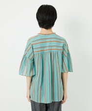 PHBHA68250 GEORGES RECH(小さいサイズ)(メゾン ドゥ サンク) ランダムストライプフレアスリーブブラウス グリーン