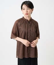 PHBHB01240 GEORGES RECH(小さいサイズ)(メゾン ドゥ サンク) ラミーローンラグランスリーブブラウス ブルー