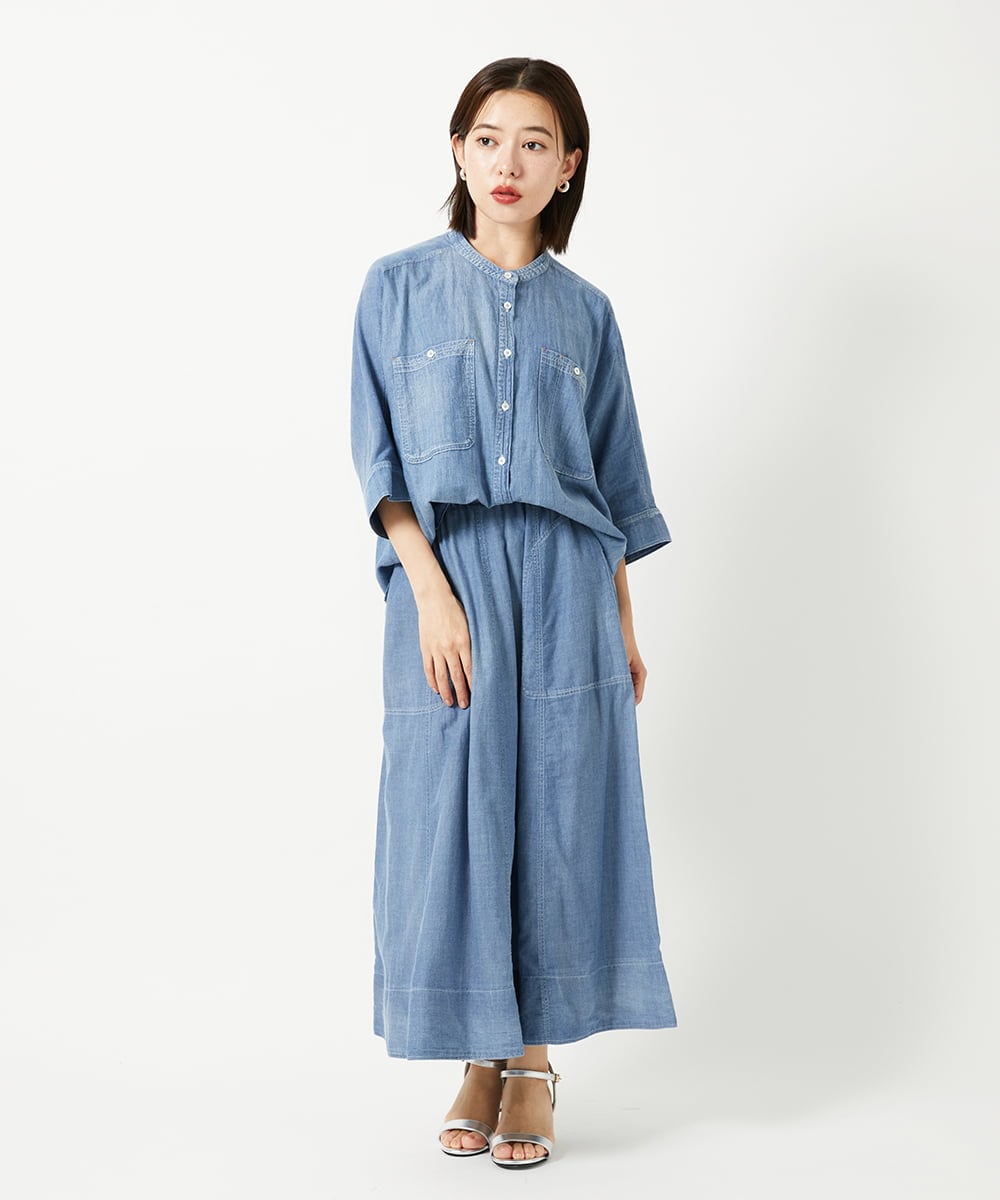 PHBHD41230 GEORGES RECH(小さいサイズ)(メゾン ドゥ サンク)  [セットアップ対応]ライトデニムドルマンスリーブブラウス ライトブルー