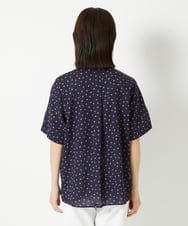 PHBHD43290 GEORGES RECH(小さいサイズ)(メゾン ドゥ サンク) スクエアドットキーネックフレアブラウス ネイビー