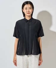 PHBHD44290 GEORGES RECH(小さいサイズ)(メゾン ドゥ サンク) メッシュシアータック5分袖ブラウス ベージュ