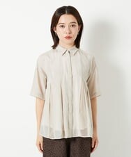 PHBHD44290 GEORGES RECH(小さいサイズ)(メゾン ドゥ サンク) メッシュシアータック5分袖ブラウス ベージュ