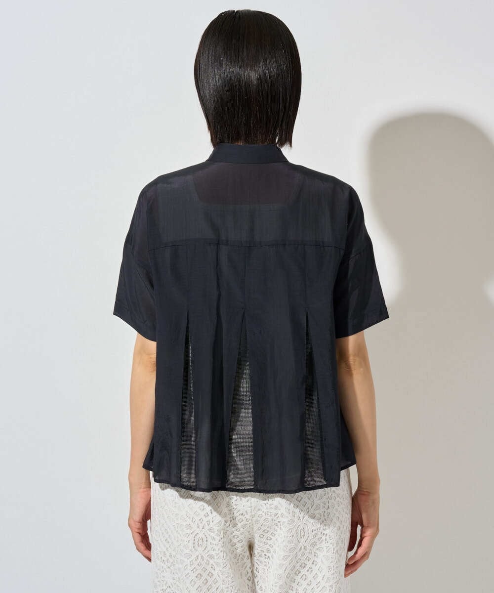 PHBHD44290 GEORGES RECH(小さいサイズ)(メゾン ドゥ サンク) メッシュシアータック5分袖ブラウス ベージュ