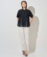 PHBHD44290 GEORGES RECH(小さいサイズ)(メゾン ドゥ サンク) メッシュシアータック5分袖ブラウス ベージュ