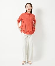 PHBHD44290 GEORGES RECH(小さいサイズ)(メゾン ドゥ サンク) メッシュシアータック5分袖ブラウス ベージュ