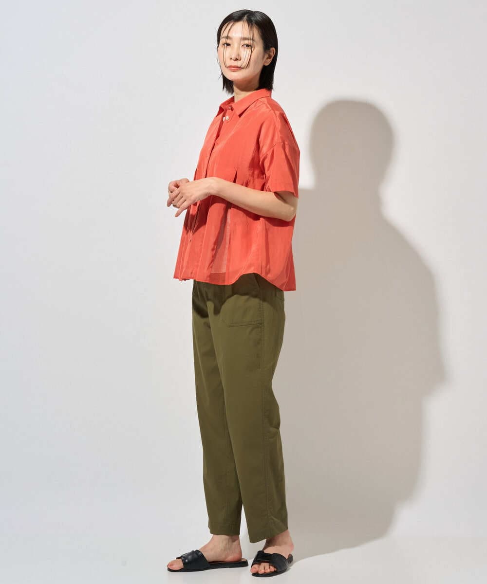 PHBHD44290 GEORGES RECH(小さいサイズ)(メゾン ドゥ サンク) メッシュシアータック5分袖ブラウス ベージュ