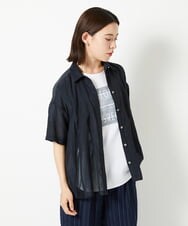 PHBHD44290 GEORGES RECH(小さいサイズ)(メゾン ドゥ サンク) メッシュシアータック5分袖ブラウス ベージュ
