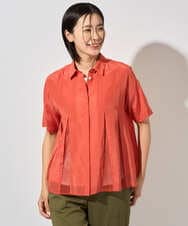 PHBHD44290 GEORGES RECH(小さいサイズ)(メゾン ドゥ サンク) メッシュシアータック5分袖ブラウス ベージュ