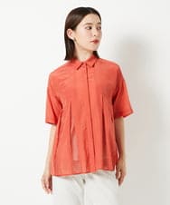 PHBHD44290 GEORGES RECH(小さいサイズ)(メゾン ドゥ サンク) メッシュシアータック5分袖ブラウス ベージュ