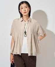 PHBHD44290 GEORGES RECH(小さいサイズ)(メゾン ドゥ サンク) メッシュシアータック5分袖ブラウス ベージュ
