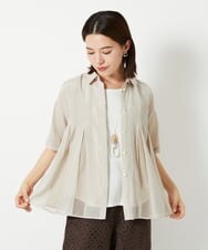 PHBHD44290 GEORGES RECH(小さいサイズ)(メゾン ドゥ サンク) メッシュシアータック5分袖ブラウス ベージュ