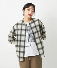 PHBHE63250 GEORGES RECH(小さいサイズ)(メゾン ドゥ サンク) シアーチェックバンドカラーブラウス アイボリー
