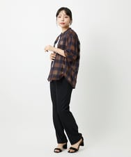 PHBHE63250 GEORGES RECH(小さいサイズ)(メゾン ドゥ サンク) シアーチェックバンドカラーブラウス ブラウン