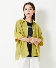 PHBHE66290 GEORGES RECH(小さいサイズ)(メゾン ドゥ サンク) ハシゴレースドルマンリネンタックシャツ イエロー