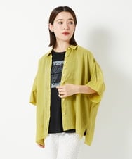 PHBHE66290 GEORGES RECH(小さいサイズ)(メゾン ドゥ サンク) ハシゴレースドルマンリネンタックシャツ ブルー