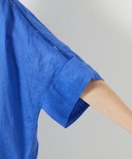 PHBHE66290 GEORGES RECH(小さいサイズ)(メゾン ドゥ サンク) ハシゴレースドルマンリネンタックシャツ ブルー