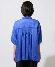 PHBHE66290 GEORGES RECH(小さいサイズ)(メゾン ドゥ サンク) ハシゴレースドルマンリネンタックシャツ ブルー