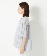 PHBHF50250 GEORGES RECH(小さいサイズ)(メゾン ドゥ サンク) マルチボーダースキッパーブラウス ライトブルー