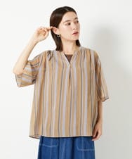 PHBHF50250 GEORGES RECH(小さいサイズ)(メゾン ドゥ サンク) マルチボーダースキッパーブラウス ベージュ