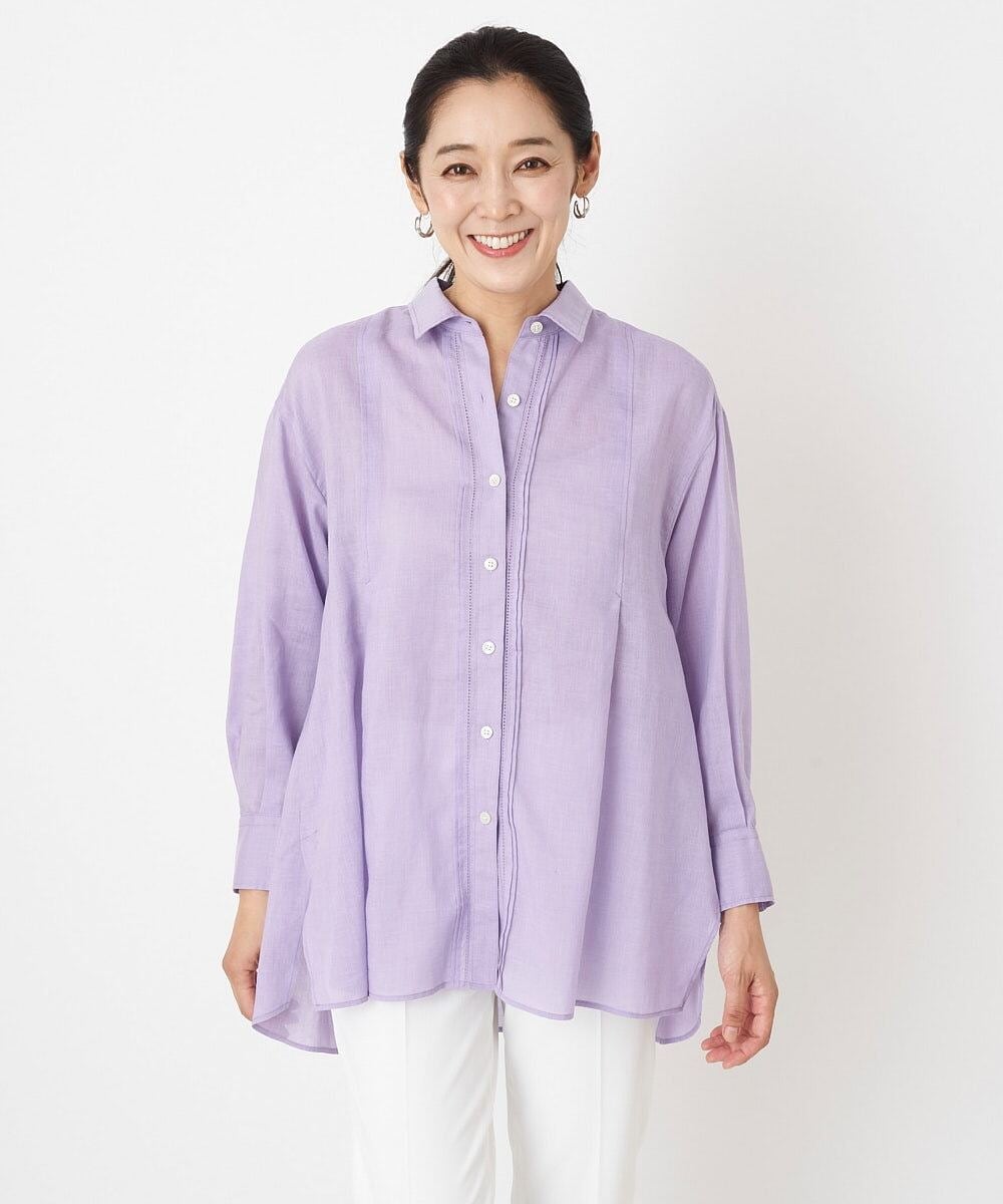 PHBHT04290 GEORGES RECH(小さいサイズ)(メゾン ドゥ サンク) ラミータンブラーピンタックシャツ ラベンダー