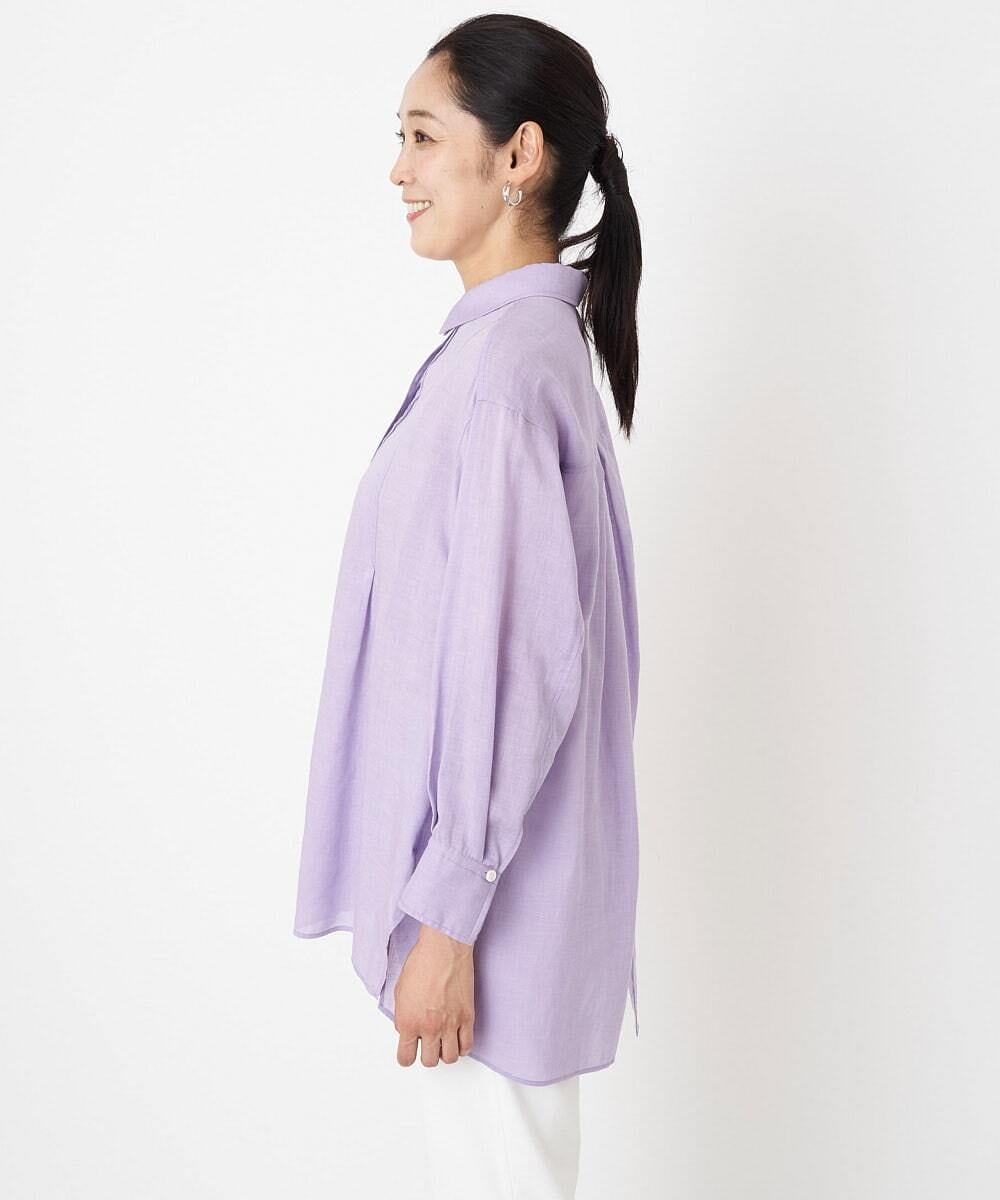 PHBHT04290 GEORGES RECH(小さいサイズ)(メゾン ドゥ サンク) ラミータンブラーピンタックシャツ ラベンダー