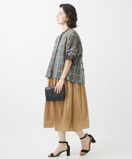 PHBHW01390 GEORGES RECH(小さいサイズ)(メゾン ドゥ サンク) [セットアップ対応]グラフィカルチェックシースルーブラウス ブラウン系